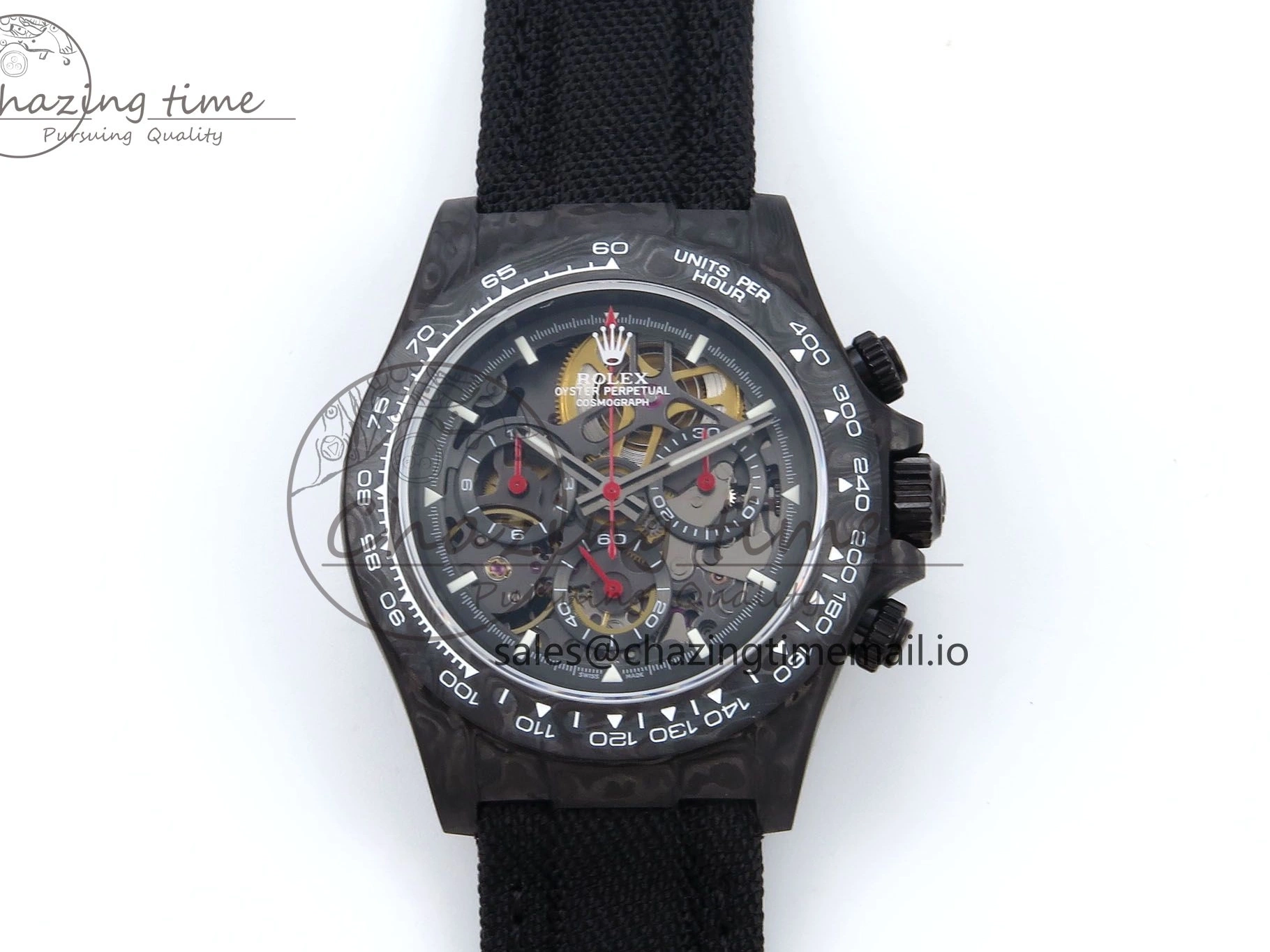 Best 40mm N6F Skeleton Black DD4801 Daytona Dial Gray Diw 1:1 Strap Edition Nylon 1126
